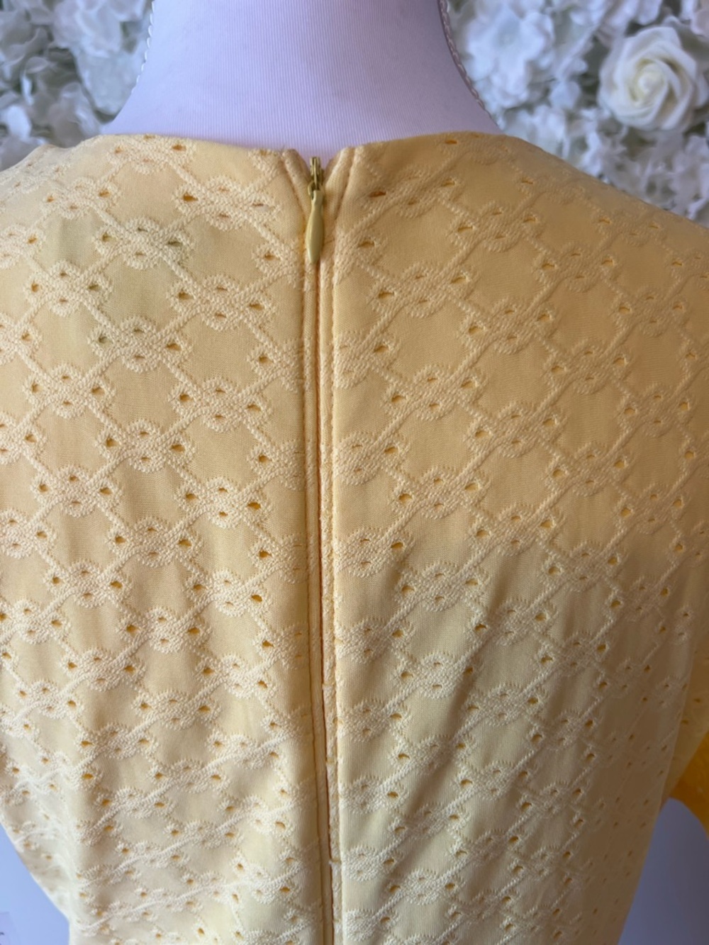 London Times Sunny Yellow Eyelet Wrap Midi Dress - Picture 7 of 10